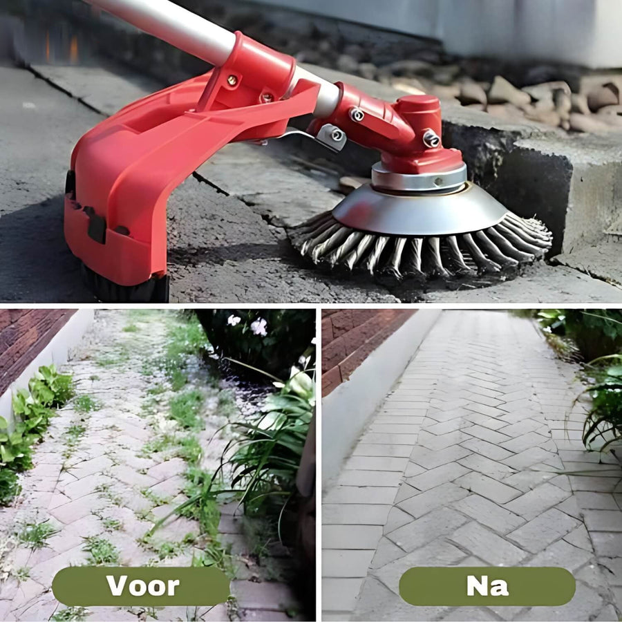 Weedmaster™ | Kabellose Unkrautbürste mit Drahträdern für Rasen- und Gartenpflege