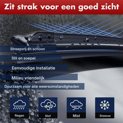 ClearGlide™ Wischer | Vierlagiger Gummistreifen, Leise & Universeller Wischer