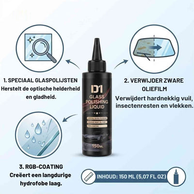 GlasPure™ Polierflüssigkeit | Entfernt Ölfilm, Flecken und Kratzer