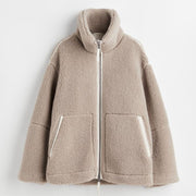 CozyLuxe™ Teddy Wolljacke | Luxuriöser Komfort mit Hohem Kragen und Weicher Schafwolle