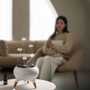 Flamora™ Quallen-Diffuser | Flammenlicht, Aroma-Nebel & Stilvolles Holzdesign
