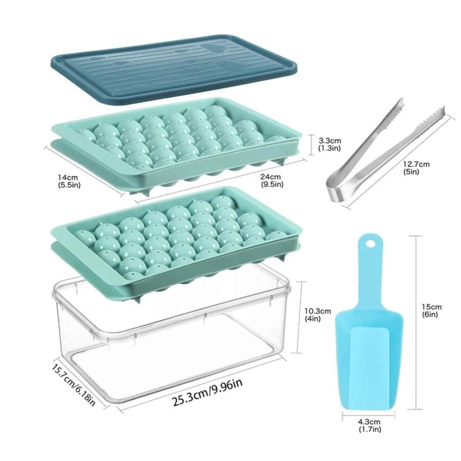 FrostSphere™ Runde Eisformen-Set mit 33 Rastern | Platzsparende dünne Eisformen