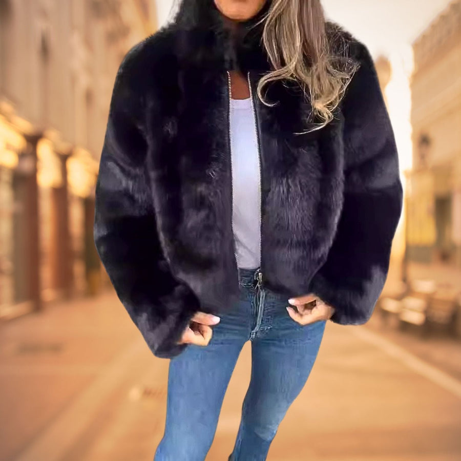 FurElegance™ Jacke | Luxuriöser Kunstpelz, Hoher Kragen, Stilvoll & Warm für Jeden Anlass