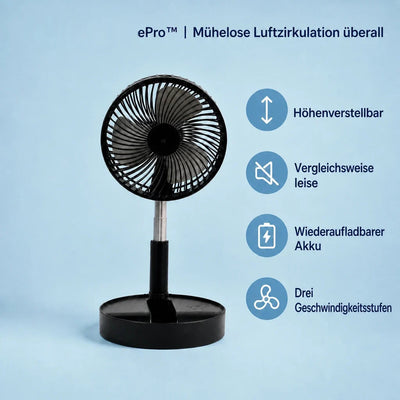 BreezePro™ | Faltbarer USB-Ventilator mit Teleskopständer