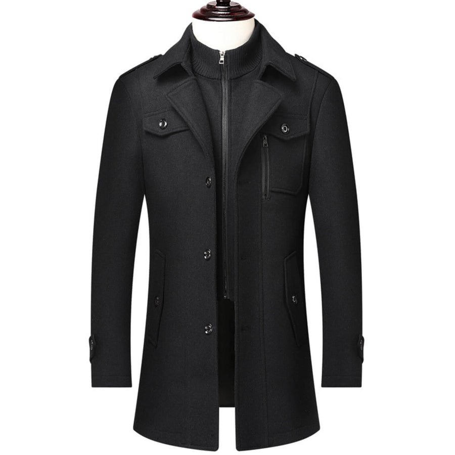 WoolGuard™ Winterjacke | Luxuriöser Doppelkragen-Trenchcoat für Herren | Warm & Stilvoll für den Winter