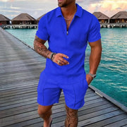 Leander™️ | 2-teilige Sommerkombination mit luftigem Hemd & Shorts mit Kordelzug