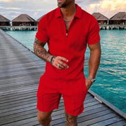 Leander™️ | 2-teilige Sommerkombination mit luftigem Hemd & Shorts mit Kordelzug