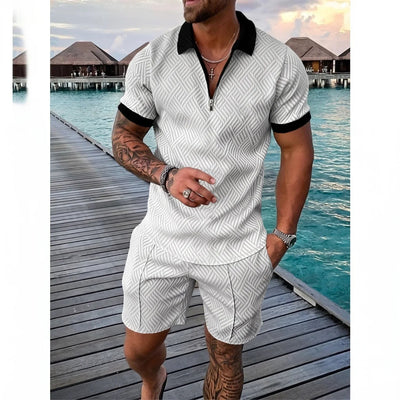 Leander™️ | 2-teilige Sommerkombination mit luftigem Hemd & Shorts mit Kordelzug