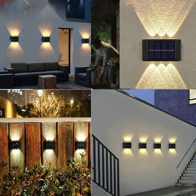 LumiBright™️ Solar Wandleuchte | Wasserdichte LED, Doppelkopf, Außendekoration