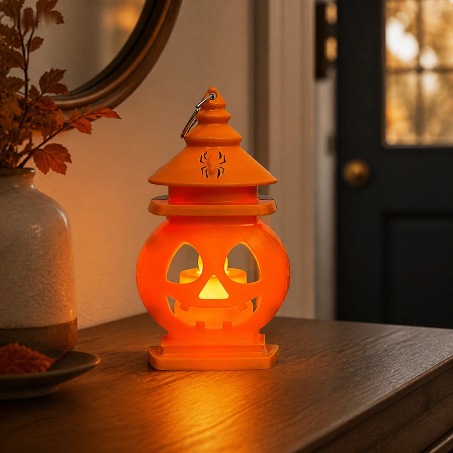 PumpkinGlow™ Doppelseitige tragbare Halloween-Kürbislaterne | Warmes Licht oder 7-Farben-LED