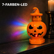 PumpkinGlow™ Doppelseitige tragbare Halloween-Kürbislaterne | Warmes Licht oder 7-Farben-LED