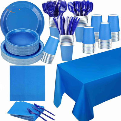 PartyLux™ Geschirrset | 141-teiliges Set mit Tellern, Bechern, Besteck & Tischdecke
